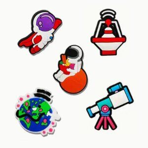 NIB 5 Space Shoe Charms for Crocs or Boggs Tote - 1.19 inch x .87 inch
